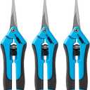 VIVOHOME Gardening Hand Pruner with Straight Stainless Steel Blades Non-stick Pruning Shear Bonsai Cutter Blue for Potting (Pack of 3)