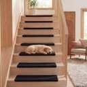 Nuanchu 15 Pcs Bullnose Carpet Stair Treads Non Slip Stairs Treads Washable Bullnose Carpet Pads for Indoor Wooden Steps Pet Safety Rugs (29.5"x9.4",Black)