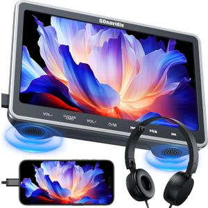 10.1" Car DVD Player with HDMI Input Headphone Mounting Bracket, Headrest DVD Player for Car Support Sync Screen, AV in & Out, Last Memory, Region Free, USB SD Card, No Battery