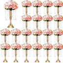 Unittype 20 Pcs Wedding Centerpieces for Tables 13 Inch Tall Crystal Flower Stand Floral Vases for Tabletop Flower Arrangement Stand Anniversary Baptism Party Reception Mother's Day Decor (Gold)