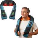 COMFIER Cordless Neck Massager with Heat, Deep Tissue Shiatsu Massage Pillow for Shoulder Back Pain Relief, 3D Kneading Portable Rechargeable Wireless Body Massager