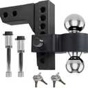 Jack Boss Adjustable Trailer Hitch, 8 Inch Drop and Rise, Fits 2 Inch & 2.3 Inch Balls Receiver, 10000 LBs GTW Aluminum Tow Hitch Ball Mount, Suitable for Most Trailers RVs Automotive