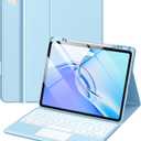 Harvopu for iPad Air 13 inch & Pro 12.9 Case with Keyboard - Multi-Touch Trackpad, 7 Colors Backlit, Detachable Keyboard Cover for iPad Pro 12.9 (6th, 5th, 4th, 3rd gen), Air 13 M4/M3/M2 (Sky Blue)