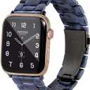 HOPO Compatible With Apple Watch Band 49mm 46mm 45mm 44mm 42mm 41mm 40mm 38mm Thin Light Resin Strap Bracelet With Stainless Steel Buckle Replacement For iWatch Series SE Series 10 9 8 7 Ultra 6 5 4 3 2 1 for Women Men (Dark Blue)