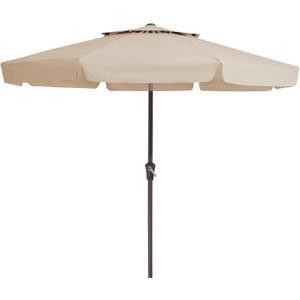 JEAREY 9' 2-Tiers Patio Umbrellas Outdoor Market Table Umbrella w/Push Button Tilt/Crank, 8 Sturdy Ribs, UV Protection Waterproof Sunproof(Beige)