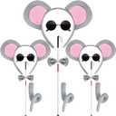 Mouse Costume Ears-Headband-Tail-Bow-Tie Accessories Set : 3 Pcs Standing Up Grey and Pink Ears Headband and Tail, Bow Tie Blind Cane Mouse Halloween Accessories Set - for Toddlers and Kids(Three Pcs)