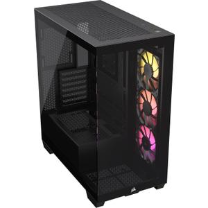CORSAIR 3500X ARGB Mid-Tower ATX PC Case  Panoramic Tempered Glass  Reverse Connection Motherboard Compatible  3X CORSAIR RS120 ARGB Fans Included  Black