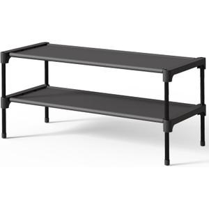 Kitsure Shoe Rack - Non-Woven Shoe Rack Shelf, Shoe Organizer for Closet, Entryway, Garage & Corridor, Stackable Shoe Shelves, 27.5" Wide - 2 Tier, Black