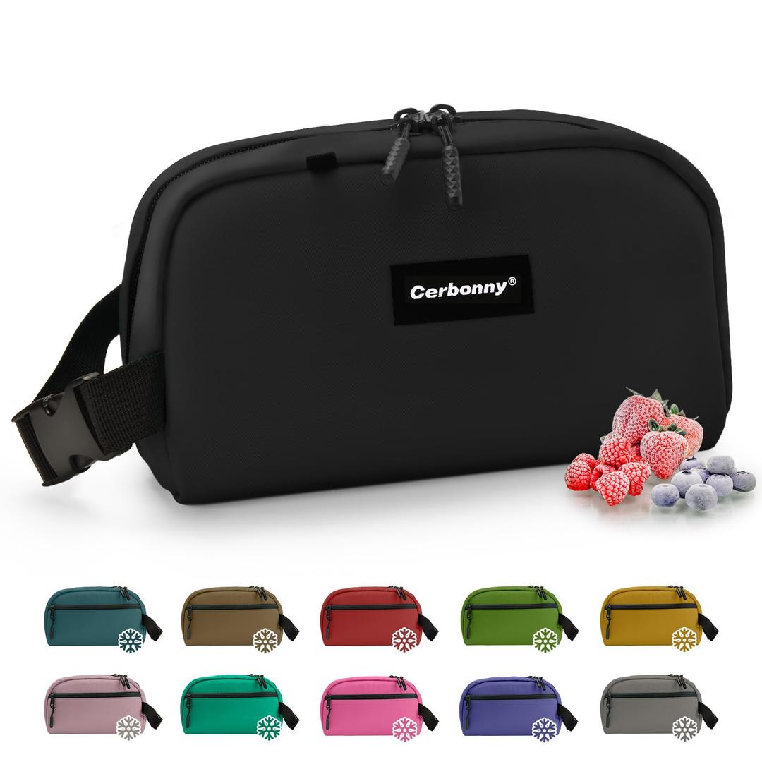 Cerbonny Small Cooler Bag Freezable Lunch Bag for Work School Travel, Leak-proof, Insulated, Khaki Checkerboard, 3.5L, 9.8x5.5x4 inch