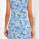 Women's Casual Summer Sleeveless Dresses Beach Boho Sundress Dress with Pockets (Blue, S)