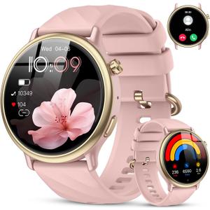 Smart Watch for Women Fitness Tracker: Waterproof Running Digital Mens Watches Make Answer Call Smartwatch for Android Phone iPhone Samsung Compatible Sleep SpO2 Heart Rate Monitor Step Pedometer (Pink)