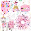Weewooday 3Pieces Dog Birthday Outfits Dog Girl Bandana with Dress Girl Set, Puppy 1st Birthday Party Supplies, Cute Pink Cat Kitten Pet Tutu Skirt Costume Decoration for Small Medium Animal