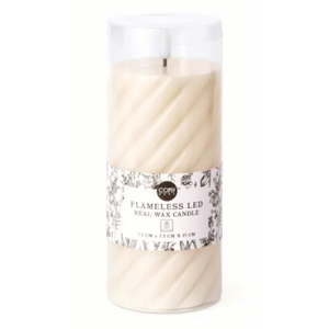 Core Home™ Large Flameless LED Swirl Pillar Wax Candle - Cream