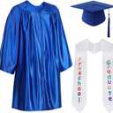 Tarpop 2025 Preschool Grad Caps Gown with Stole Graduation Cap with Tassel Kindergarten Graduation Set for 4-6 Years Children (Blue)