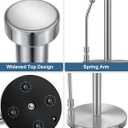 SMARTAKE Paper Towel Holder, Paper Towel Dispenser Standing Weighted Base Non Slip, Spring Arm for Easy Tear, Stainless Steel Paper Towel Holder for Home Kitchen Countertop Tabletop, Silver