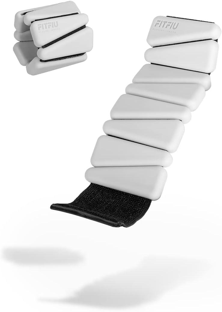Fitfiu Fitness Kit of 2 Weights Bracelets of 1.10 lbs Each of Acer in Soft White Silicone to Add Resistance on Wrists and Ankles, for pilates classes