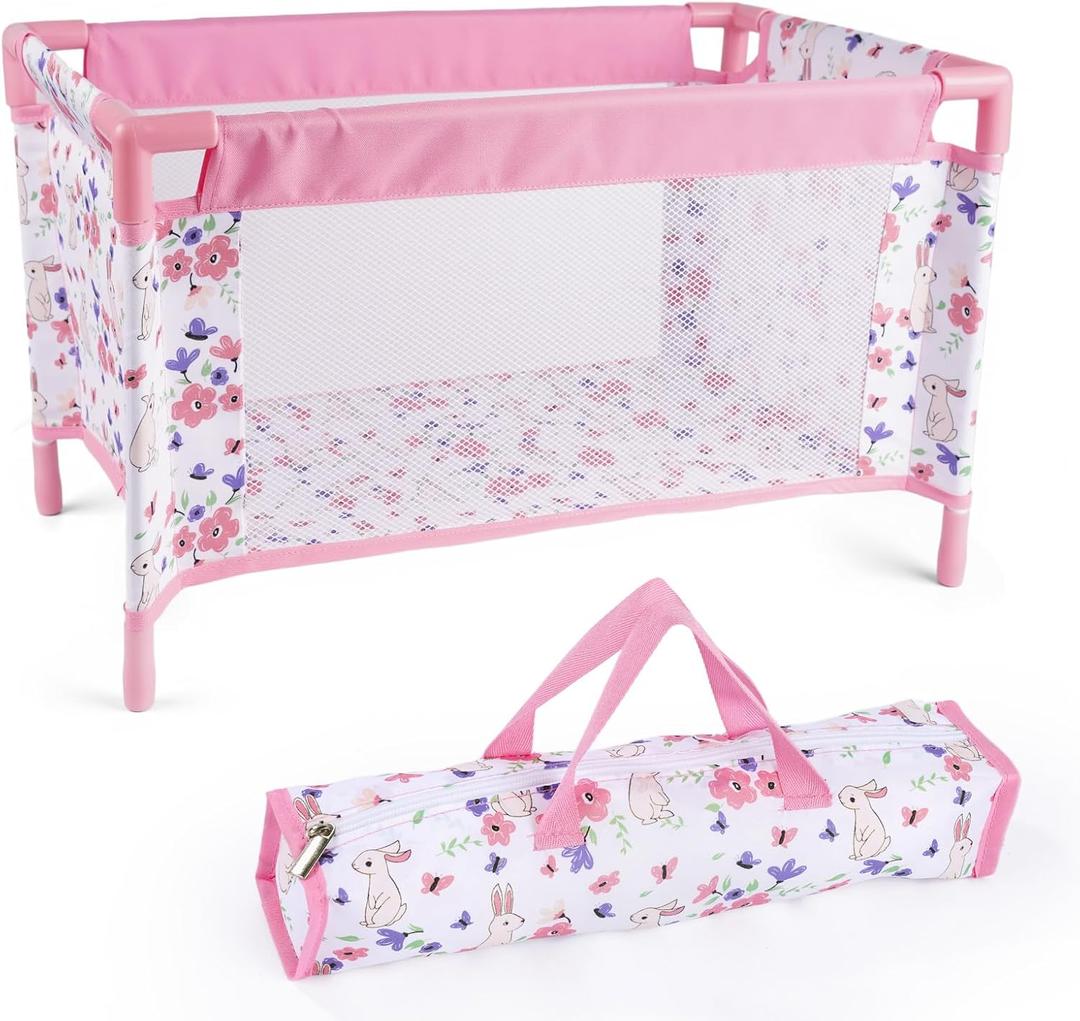 Reborn Baby Dolls Crib, Babys Doll Bed for 18 Inch Baby Dolls, Removable Babys Doll Playpen Toy Crib, Reborn Baby Doll Accessories with Storage Bag, Toy Gift for Kids Ages 3+