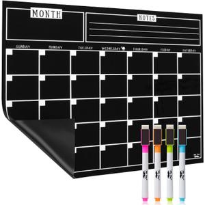 Mr. Pen- Dry Erase Calendar for Fridge, Magnetic, 14.7 x 11.8, Magnetic Calendar with 4 Dry Erase Markers, Magnetic Calendar for Fridge, Magnetic Whiteboard Calendar, Dry Erase Fridge Calendar (Black)