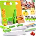 16 PCS Toddler Knife Set-Montessori Kitchen Tools for Toddlers-Kids Knife Set for Real Cooking with Kid Safe Knife Safe Plastic Peeler Kid Cutting Board Child-Friendly Tools