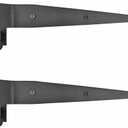 Renovators Supply Manufacturing - Heavy-Duty Black Offset Strap Lift Off Pintle Hinge - Pin Hinges for Shutters, Windows, Doors & Gates with Hardware - Wrought Iron, 11.75 in., Pack of 2