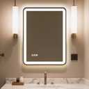 24"X32" LED Bathroom Mirror with Lights, Mirror for Bathroom Wall with Frontlit and Backlit,IP54 Enhanced Anti-Fog,Bathroom Vanity Mirror 3 Colors Dimmable CRI>90 Double Lights,Tempered Glass(R-Angle)