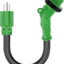 RVGUARD 30 Amp to 110 Volt RV Adapter Cord with 135 Degree Locking Connector, NEMA 5-15P to NEMA L5-30R Electrical Power Adapter with LED Power Indicator, 18 Inch, Green, ETL Listed