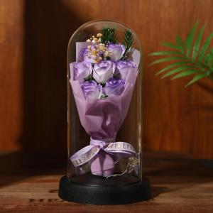 Preserved Flowers Artificial Purple Roses Bouquet for Boyfriend Girlfriend Mom Romantic Gifts for Him Her Wedding Anniversary Mothers Day Birthday Eternal Rose Gift for Wife Husband