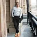 Plaid&Plain Men's Skinny Stretchy Khaki Pants Colored Pants Slim Fit Slacks Tapered Trousers, Size 32W x 30L (Black)