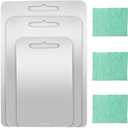 3 Pcs Stainless Steel Cutting Board 304 Stainless Steel Double Sided Metal Cutting Board with 3 Cleaning cloth for Kitchen Meat Fruit Vegetable for Dishwasher (13.4"x9.1",11.8"x7.9",9.4"x5.9")