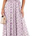Sureple Women's V Neck Midi Dresses with Pockets Sleeveless Twist Waist Pleated Aline Flowy Beach Holiday Dresses (Pink, S)