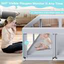 74" 50" Large Baby Playpen, Baby Playard for Babies and Toddlers, Baby Fence Play Pens for Indoor & Outdoor, Sturdy Safety Play Yard with Soft Breathable Mesh, Anti-Fall, Grey