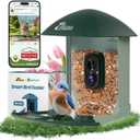 Smart Bird Feeder with 4MP HD Camera, Birdwatching Camera with Free AI Identify Birds & Solar Panel for Outdoors, Auto Video Capture & Instant Notifications, Green (Geen)