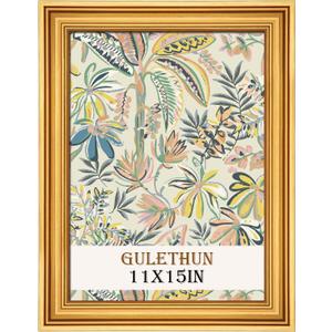 GULETHUN 11x15 Frame, Transitional Modern Design Picture Frames, Rustic Poster Frame for Home Decor, Gold Vintage Photo Frame, Horizontal or Vertical Display, Choose Size & Color, 11x15in