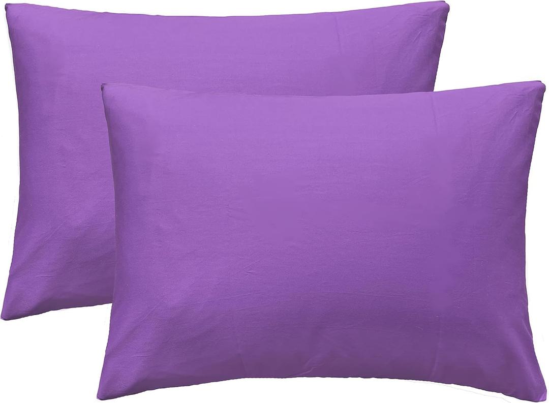 iMaylex Soft 100% Egyptian Cotton Zipper Closure Pillowcases, Cozy and Lightweight Pillow Case, Set of 2, Purple, Queen, 20" x 30"