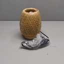 Rattan Table Lamp, Stepless Dimmable Small Beside Lamp, Vintage Wicker Wooden Nightstand Boho Bamboo Woven End Table Lamps for Bedroom Living Room Desk Kids Room, 2700K T45 LED Bulb Included