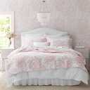 Laura Ashley - Twin Quilt Set, Reversible Cotton Bedding with Matching Sham, Lightweight Home Decor for All Seasons (Bedford Pink, Twin)