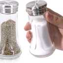 Salt & Pepper Shaker Set for Kitchen - 4 oz Clear Glass Salt & Pepper Shakers with Stainless Steel Lid, Adjustable Pour Holes, for Salts, Ground Peppercorn & Spices, Set of 2