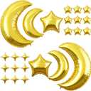 Star and Moon Balloons New Years Balloons 36 Inch Metallic Gold Moon Foil Balloon 18 10 In Gold Star Shaped Balloon for Happy New Year Eve Ramadan Eid Baby Shower Wedding Birthday Party Decor