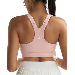 RUNNING GIRL Sports Bra for Women,Adjustable Straps Supportive High Impact Sports Bra with Sewn in Pads (Small, Pink)