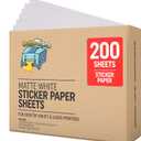 Printable Sticker Sheets for Inkjet & Laser Printers (Matte White, 200 Sheets, 8.5"x11")