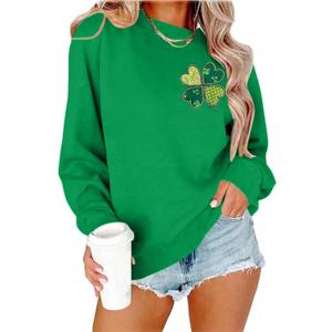 St Patricks Day Sweatshirt Women Shamrock Embroidery Sweatshirts St Patricks Day Shirt Casual Lucky Patch Pullover Tops, XL