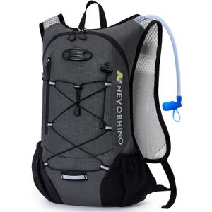 Lightweight Hydration Backpack, Running Backpack with 2L Water Bladder, Hydro Water Daypack for Cycling Hiking Rave for Men Women (Plaid Dark gray)