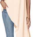 Umenlele Women's Square Neck Spaghetti Strap Sleeveless High Low Loose Fit Cami Top (X-Large, Beige)