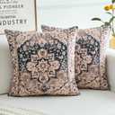 Boho Throw Pillow Covers 22x22 inch Set of 2,Boho Vintage Carpet Pattern Antique Ethnic Decor Double Sided Pattern Cushion Cover Soft Pillow Case Living Sofa Room Bed Square Pillow Cover