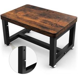 NomNest Step Stool, Height-Adjustable Wooden Step Ladder Metal Foot Stool Small Kitchen Stool Helper for Toddler Adults Elderly, Ladder Chair for Home Bedside Bathroom Sink Potty-Black
