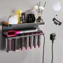 Airwrap Storage Holder Compatible with Dyson Airwrap Curling Iron Wall Mounted Storage Rack Holder for Home Organizer (with Comb and Hair Clip) (Black)