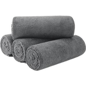 New Microfiber Hair Drying Salon Towels, Quick Dry, Lint Free, 4 Pack (Gray, 16'' x 29'') (Medium)