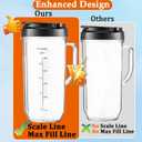 Replacement Cups For Magic Bullet Replacement Parts 22oz Blender Cups compatible with 250W Magic Bullet MB1001 MBR-0701AK (Measured Markings), Tall 22oz Cup Flip-Top Lid, Mug with Handle