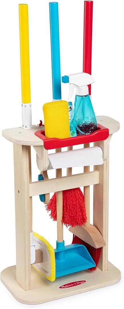 Melissa & Doug Deluxe Sparkle & Shine Cleaning Play Set (11 Pieces) - FSC Certified, 17.6 x 14.0 x 5.5