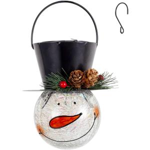 Starsoul Snowman Solar Lanterns, Christmas Outdoor Hanging Lantern Waterproof Decorative Snowman Lamps Decor for Garden, Patio, Yard, Porch, Xmas Holiday Party Decor (Pinecone)